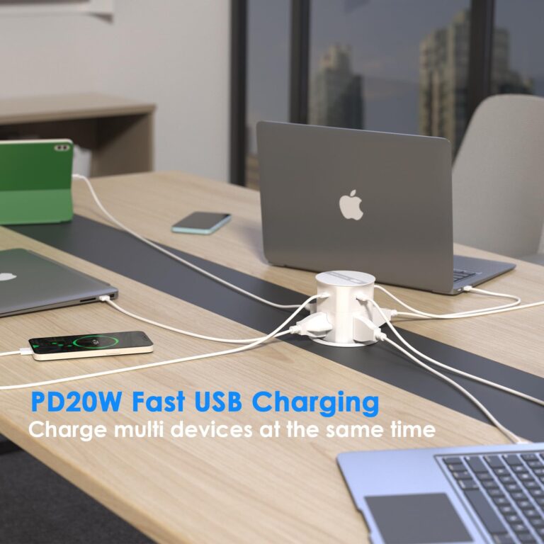 ANNQUAN 3.15" Pop Up Countertop Outlet with 15W Wireless Charger,Max 20W Power Delivery,800J Surge Protection,Pop Up Socket with with 4 USB,3ft Cord,ETL Listed - Image 5