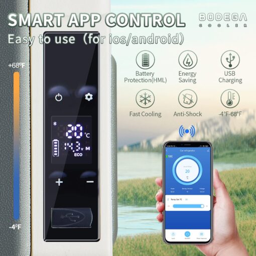 BODEGACOOLER 12 Volt Car Refrigerator, Electric Cooler Portable Freezer WIFI APP Control, 32Quart(30L) RV Car Fridge-4℉-68℉, 12/24V DC100-240 Volt AC for Outdoor Camping Travel Vehicles Home Use - Image 7