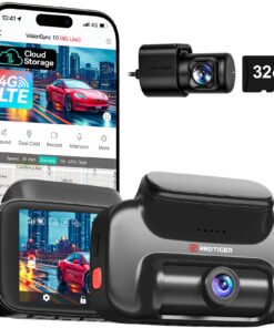 REDTIGER 4G LTE Dash Cam Front and Rear,Remote Live Stream, 30-Day Cloud Storage, 2.5K + 1080P, Emergency Alert, GPS, Built-in SIM (AT&T), Parking Monitor, 32GB Card & Hardwire Kit Included (VS10)