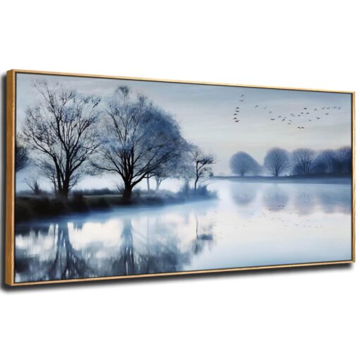 SDYA White Canvas Wall Art Black Wall Decor Landscape Pictures for Living Room Bird Bedroom Decor Tree Modern Artwork Decoration 24x48in