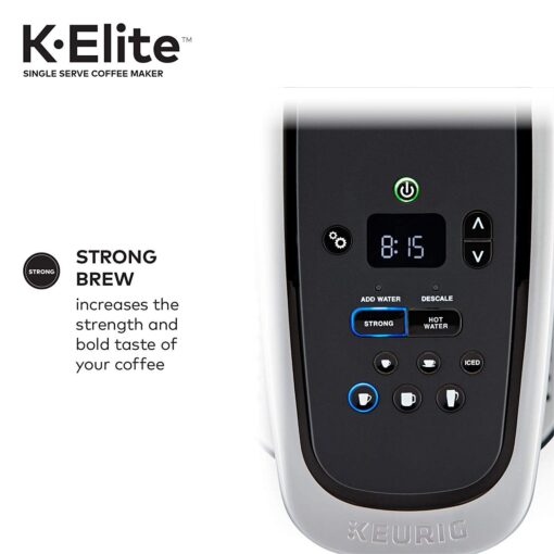Keurig C K-Elite Maker, Single Serve K-Cup Pod Brewer, With Iced Coffee Capability, Brushed Silver Plus Extra Filter Included, 75oz - Image 4