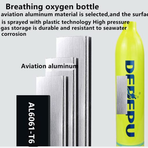 DEDEPU 1L Oxygen Tank,Scuba Diving Tank Set, Scuba Diving Tank Mini Diving Cylinder with Snorkel Mask Simple Breathing Diving Equipment Emergency Spare and Snorkeling Equipment Set for Diver (Yellow) - Image 4