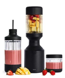 Beast Mega 1200 | Premium Countertop Blender | Smoothies, Shakes, Sauces, Dips, Soups | Blends Ice and Frozen Fruit | XL Vessel | Extra Vessels, Straw System Included | 1200W | (Carbon Black, 120V)