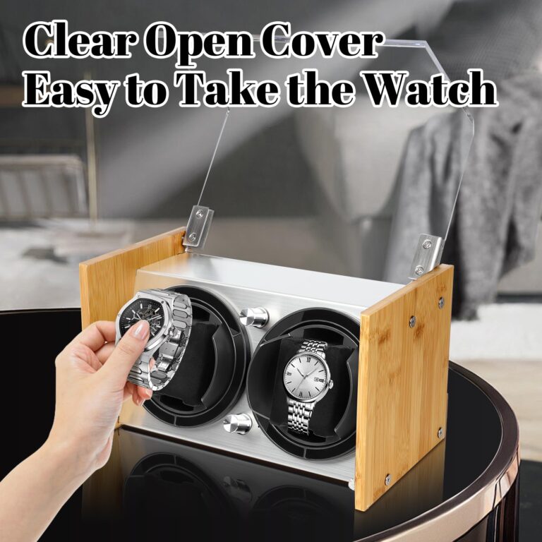 Watch Winder for 2 Automatic Watches - Bamboo Watches Winder Box with Quiet Motor 4 Rotation Mode Setting by Watch Winder Smith - Image 5
