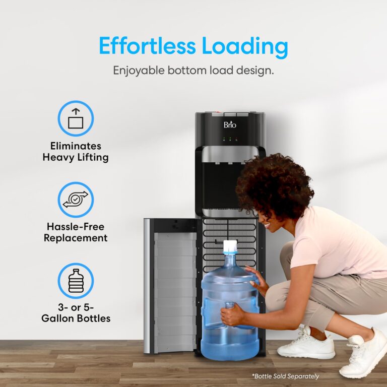 Brio Bottom Loading Water Cooler Dispenser for 5 Gallon Bottles - 3 Temperatures with Hot, Room & Cold Spouts, Child Safety Lock, LED Display with Empty Bottle Alert, Stainless Steel - Image 8
