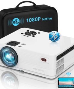 Roconia 5G WiFi Bluetooth Native 1080p Projector, 12000LM Full HD Movie Projector, 300" Display Support 4k Home Theater,Compatible with iOS/Android/XBox/PS4/TV Stick/HDMI/USB (White)
