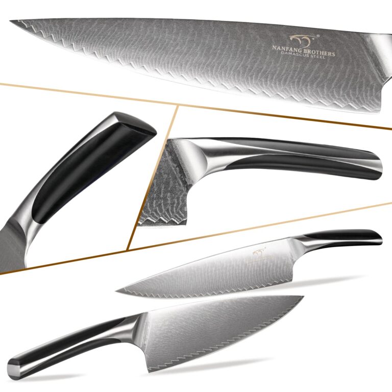 Knife Set, NANFANG BROTHERS 15-Piece Damascus Kitchen Knife Set with Block, ABS Ergonomic Handle for Chef Knife Set, Carving Fork, Disconnect-type Knife Block Set - Image 5