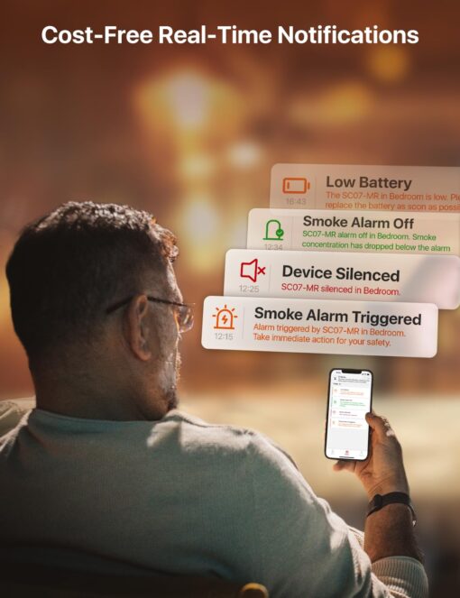 X-Sense Smart Smoke Detector Carbon Monoxide Detector Combo, Battery-Operated (Not AC Hardwired) Interconnected Combination Smoke Carbon Monoxide Detector, 5 Detectors with 1 Base Station, SC07-MR51 - Image 8
