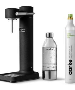 aarke Carbonator lll with CO2 Cylinder, Sparkling & Carbonation Water Machine, Stainless Steel with PET BPA-Free Reusable Bottle Volume 800 mL (Matte Black)
