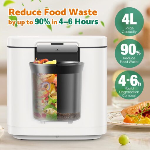 Cobuy 4L Electric Composter for Kitchen, Smart Indoor Countertop Compost Bin with Timer, Upgraded Grinding Blades, 2 Carbon Filter, Auto-Cleaning, Odorless, Turn Food Waste into Natural Fertilizer - Image 9