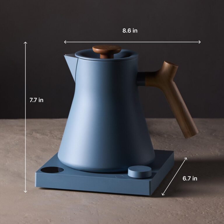 Fellow Corvo EKG Pro Electric Tea Kettle - Quick Heating, Precise Temperature Control Electric Kettle, Scheduling, Built-in Brew Timer for Boiling Water - Hazy Blue with Maple Handle - 0.9 Liter - Image 2
