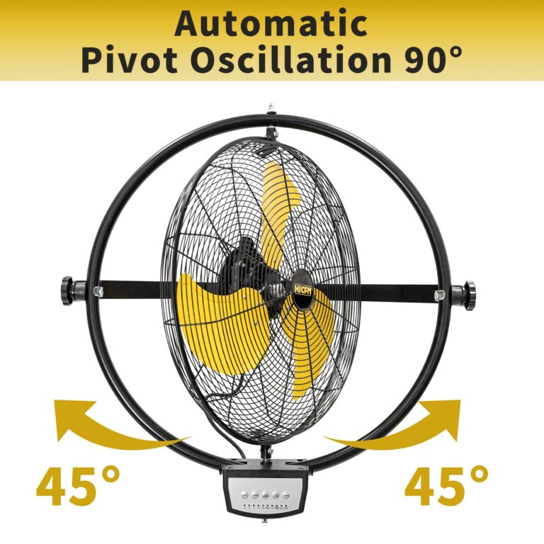 HiCFM 5000 CFM 20 inch Orbital Remote Control Wall Mounted Fan, 1/5HP Motor, Manual & Remote Operation, Timer, Oscillation & Tilting, 3 Speed, 9ft Power Cord Industrial and Commercial- UL Listed - Image 7