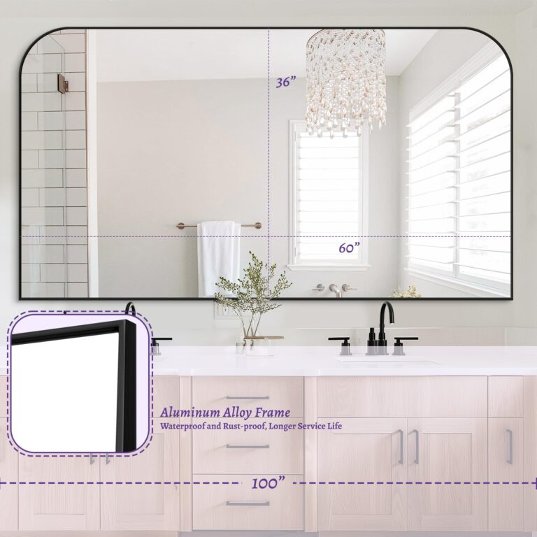 Bathroom Mirror, 60x36 Inch Wall Mirror, Black Metal Framed Mirror Vanity Mirror for Bathroom, Living Room, Bedroom, Entryway - Image 2