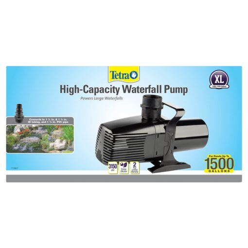 Tetra 14941 pond Waterfall Pump for Ponds, Debris 3150 Gph Handling Pump High Capacity,Ponds Up to 1500 Gallons