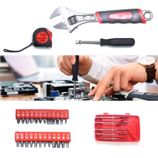 Arcwares 799pcs Aluminum Trolley Case Tool Set Silver, House Repair Kit Set, Household Hand Tool Set, with Tool Belt,Gift on Father's Day (Black) - Image 5