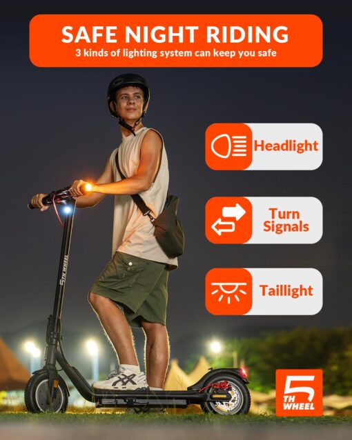 5TH WHEEL V20 Pro Electric Scooter, 10" Solid Tires, 350W Motor & 18 MPH, Turn Signals and Dual Brakes, APP Control & E-Lock, Portable and Foldable Commuter Electric Kick Scooter for Adults and Teens - Image 5