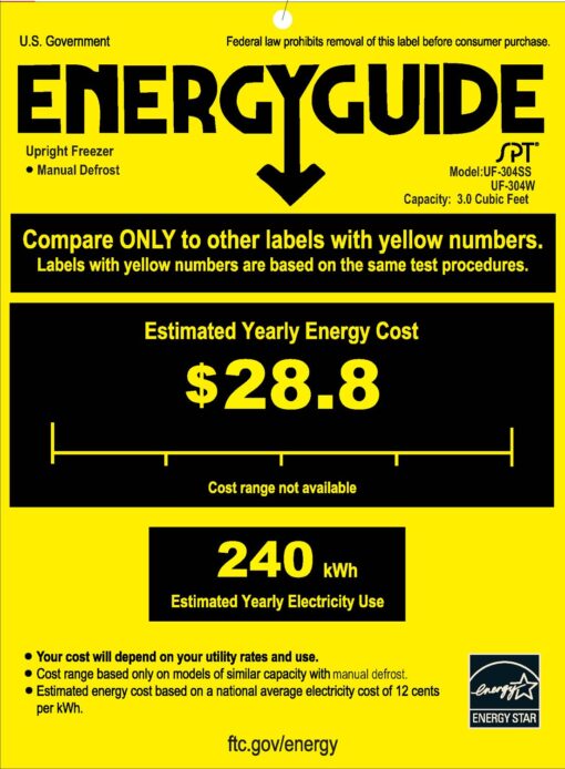 SPT UF-304W: 3.0 cu.ft. Upright Freezer in White - ENERGY STAR - Image 3