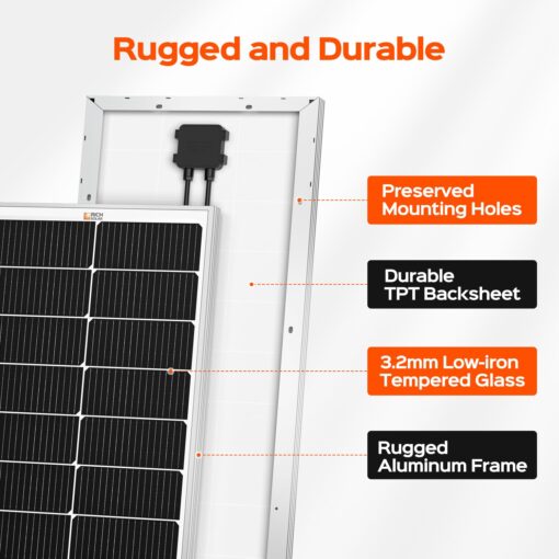 RICH SOLAR MEGA 100 Slim 2 Pack of 100 Watt Monocrystalline Solar Panel for RV, Trailer, Motorhome - Image 4