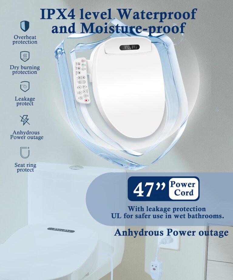 Cioreznt Electronic Bidet Toilet Seat Elongated with Heated Seat, Warm Air Dryer, Endless Warm Water, Oscillating and Pulsating Spray Wash, Stainless Steel Self-Clean Nozzle, Silent ECO Child Mode - Image 4