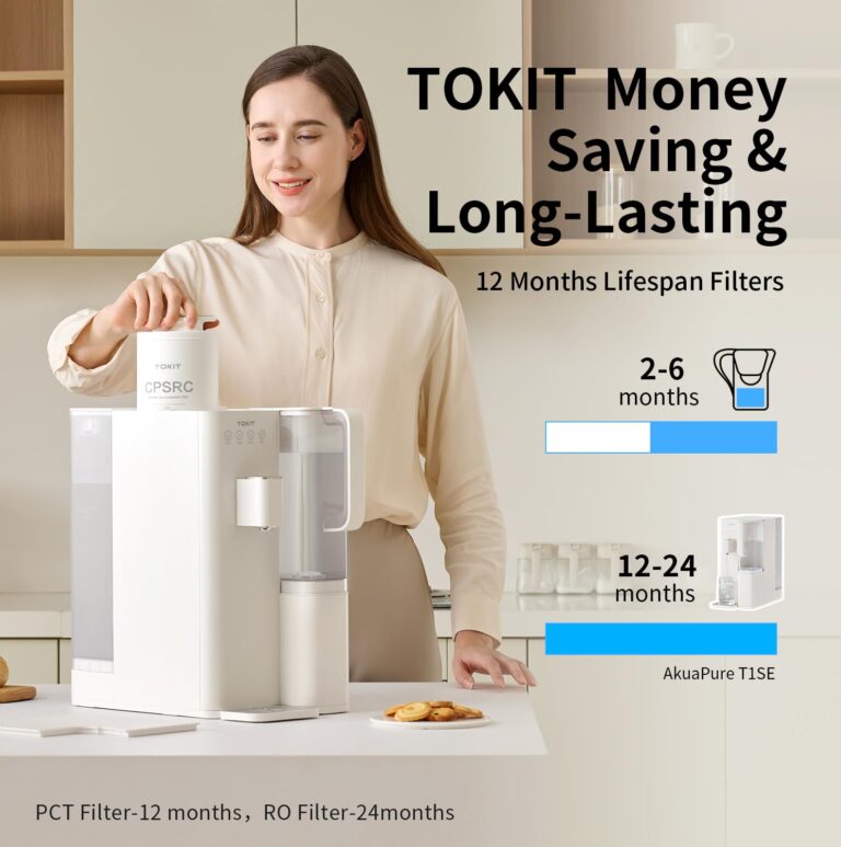 TOKIT Reverse Osmosis Water Filter Countertop, T1 SE Water Filter System with RO Filtration, NSF/ANSI 58, 3:1 Pure to Drain, Dual 1.4L Pure Water Pitchers for Home, No Installation - Image 6