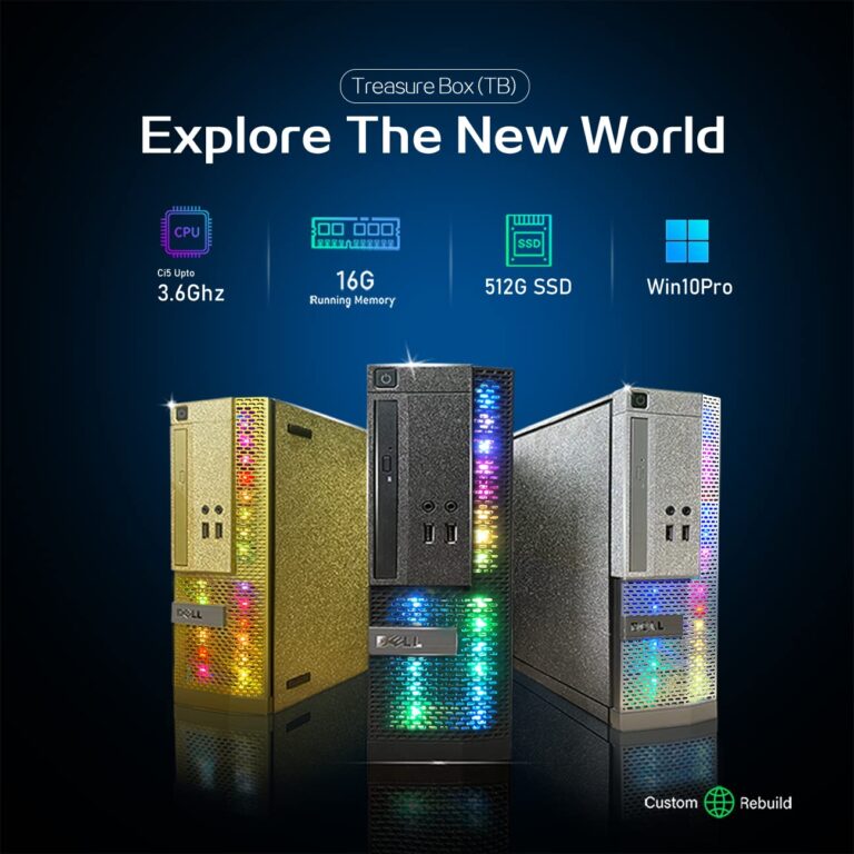 Customized PC Black Treasure Box RGB Dell Desktop Quad Core I5 up to 3.6G, 16G, 512G SSD, WiFi, Bluetooth 4, RGB Gaming Keyboard & Mouse, DVD, New 24" 1080 FHD LED, RGB Sound Bar, Win 10 Pro(Renewed) - Image 4