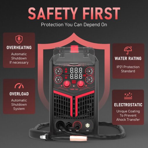 YESWELDER Gas Gasless 160A multiprocess MIG Welder，Flux Cored/MIG/Lift TIG/Stick ARC Welder 4 in 1 Welding Machine，Synergic Control 110V/220V Dual Voltage - Image 2