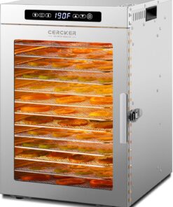 Cercker Commercial Food-Dehydrator Machine 14 Trays, 1200W Fruit Dehydrator,11.98ft² Meat Dryer for Jerky,190ºF Temperature Control,24H Large Food Dryer for Beef