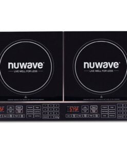 Nuwave Double Induction Cooktop, Powerful 1800W, 2 Large 8” Heating Coils, Independent Controls, 94 Temp Settings from 100°F to 575°F in 5°F Increments, 2 x 11.5” Shatter-Proof Ceramic Glass Surface