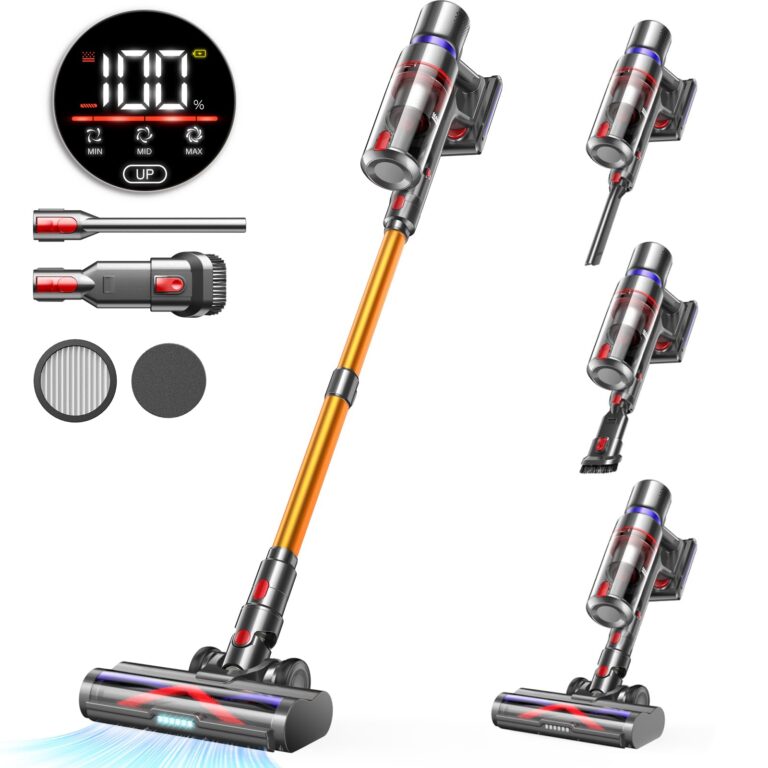 Cordless Vacuum Cleaner, 45Kpa 550W 65Mins Vacuum Cleaners for Home, Stick Vacuum with LED Touch Screen, Anti-tangle Wireless Vacuum, Rechargeable Cordless Vacuum for Pet Hair, Carpet, Hardwood Floor