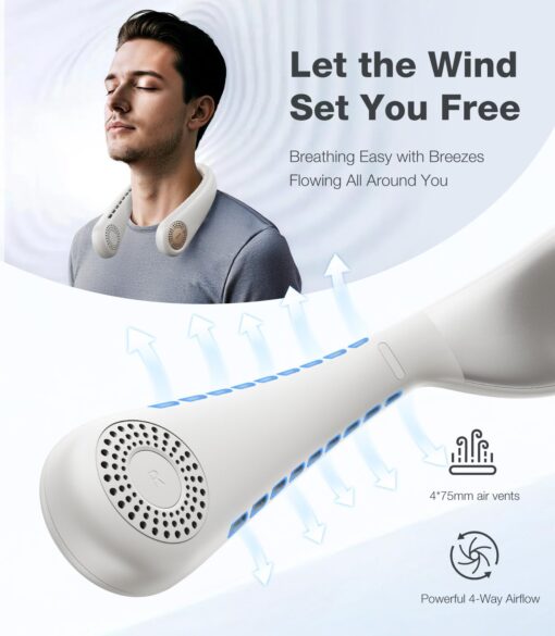 TORRAS COOLiFY Air 2025 Upgraded Neck Fan Air Conditioner, Ultra-Light Portable Fan Rechargeable, Personal Cooling Neck with 3 Modes Fan/Cooler/Heat for Travel, Camping, Outdoor, Ivory - Image 5