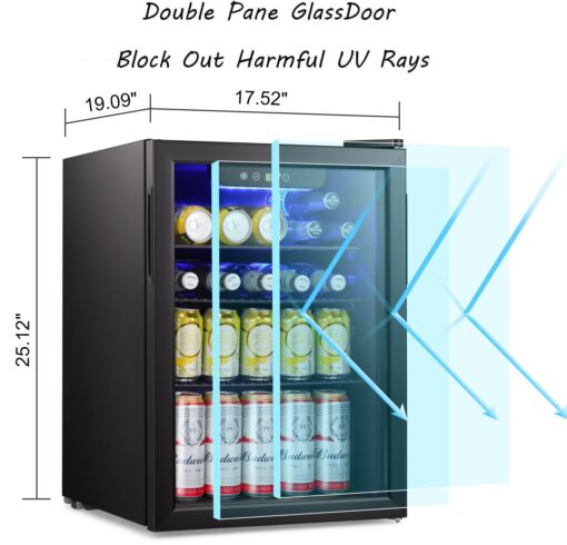 Antarctic Star Beverage Refrigerator Cooler-85 Can Mini Fridge Glass Door for Soda Beer Wine Stainless Steel Glass Door Small Drink Dispenser Digital Display for Home, Office Bar,2.4cu.ft - Image 4