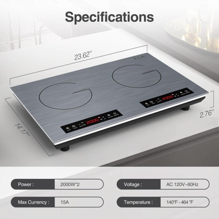 VBGK Double Induction Cooktop, 24 inch 4000W Electric cooktop with hot plate, induction stove top with LED Touch Screen 9 Levels Settings with Child Safety Lock & Timer 110V Induction cooktop 2 burner - Image 3