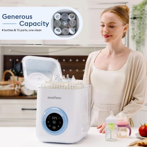 MOMFANN 4 in 1 Baby Bottle Washer with 2 Wash Time, Baby Bottle Sterilizer and Dryer, Save time & Effort, Easy to Use, Blue - Image 7