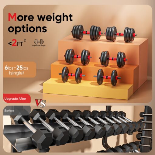 UNNMIIY Adjustable Dumbbells, 10/20/30/45/70/90lbs Free Weight Set with Connector, 4 in1 Dumbbells Set Used as Barbell, Kettlebells, Push up Stand, Fitness Exercises for Home Gym Suitable Men/Women(90LBS(45LBS PAIR)) - Image 7