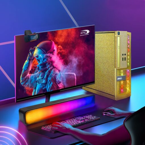 PC Gold Treasure Box RGB Dell Desktop Quad Core I5 up to 3.6G, 16G, 512G SSD, WiFi, Bluetooth 4.0, RGB Gaming Keyboard & Mouse, DVD, New 22" 1080 FHD LED, RGB Sound Bar, Webcam, Win 10 Pro (Renewed) - Image 6