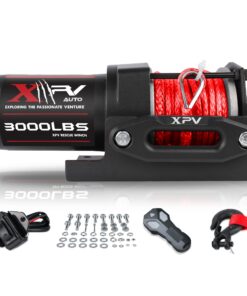 XPV AUTO 3000 lb 12V DC Electric Winch, Off Road Waterproof Winch for UTV ATV Boat with Both Wireless Handheld Remote and Corded Control Recovery Winch Synthetic Rope