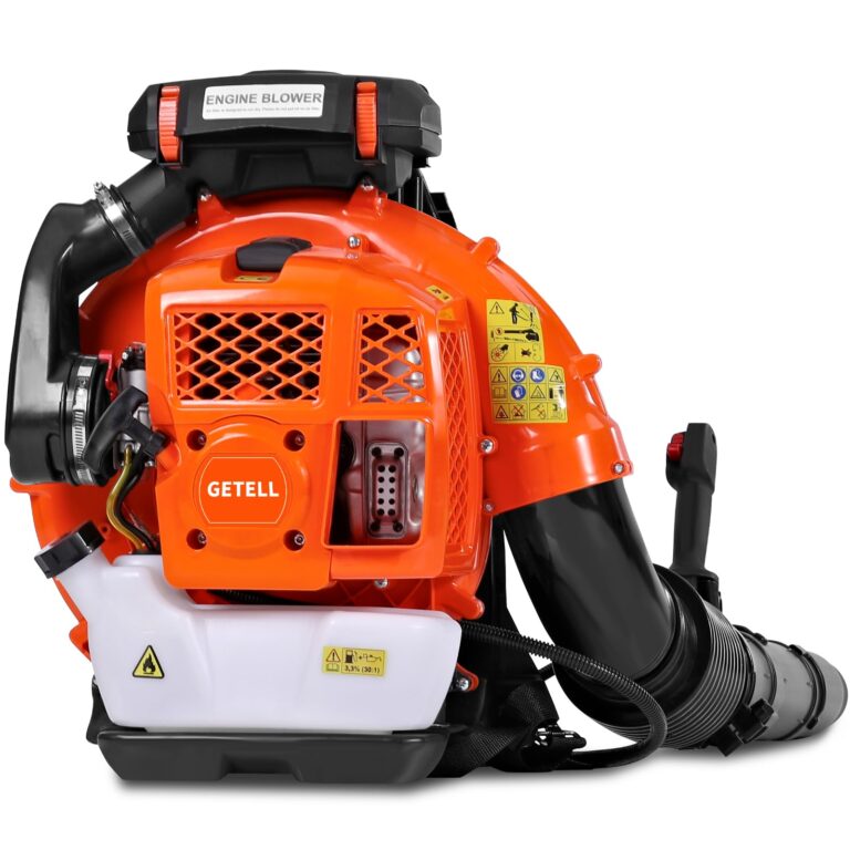 Getell 80cc Gas Backpack Leaf Blower, 900CFM 206MPH 2-Stroke Engine, Heavy-Duty Leaf & Snow Blower for Lawn, Garden & Commercial Use (851 EZ)