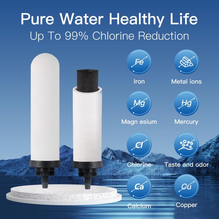 FACHIOO Gravity-fed Water Filter System, 2.25 Gallon Stainless Steel Countertop System with 2 Ceramics Filters Washable Filters, Metal Water Level Spigot and Stand,Reduce up to 99% Chlorine - Image 3