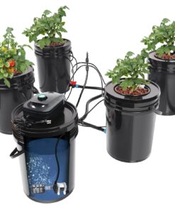 RDWC Top Feed Drip Hydroponics Systems, Recirculating Deep Water Culture Hydroponic Bucket System, 5 Gallon Hydroponics Growing System Kit with Water Pump, Air Pump(4 Bucket + Reservoir + Drip Kit)