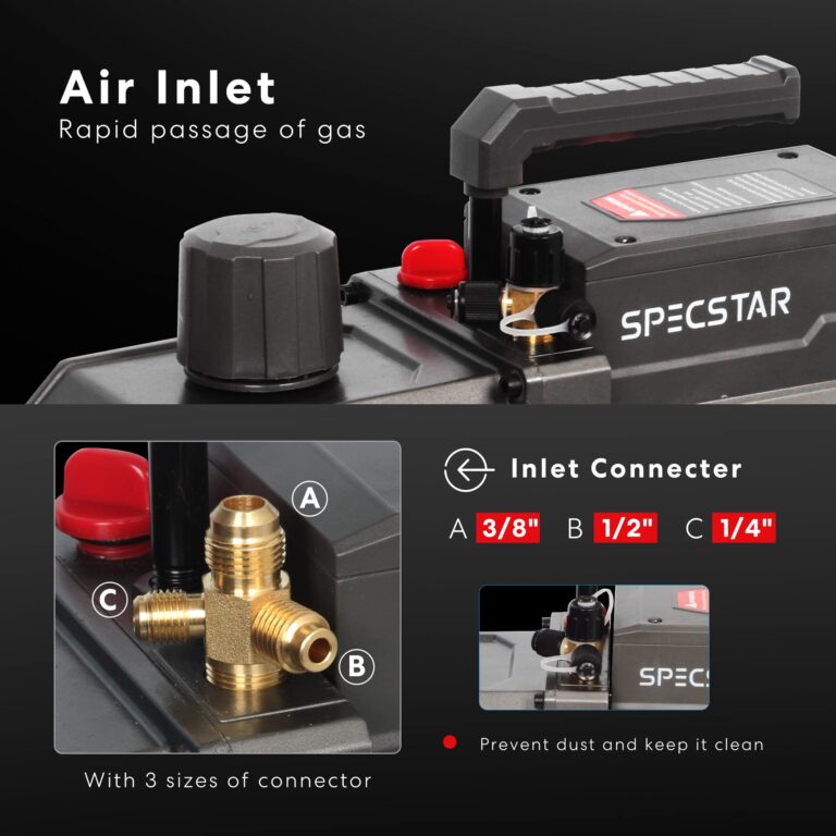 SPECSTAR 110V 9.6 CFM 1 HP Dual-Stage Rotary Vane HVAC Air Vacuum Pump for R12 R22 R134a R410a Systems with Oil Bottle - Image 5