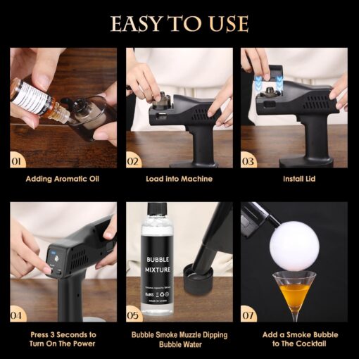 RAYBYLAND Electric Smoker Gun for Cooking, 5000mAh Rechargeable Battery, One Button Operation, Suitable for Indoor and Outdoor Barbecue and Bar Cocktails, Whiskey - Image 8