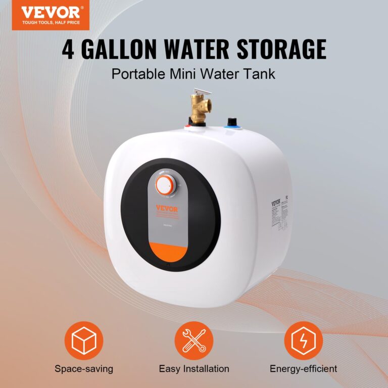 VEVOR Electric Mini-Tank Water Heater, 4-Gallon Tank Hot Water Boiler Storage, 1400W Power, Safety Temperature Pressure Valve Easy Install, for Kichen Bathroom Restaurant, Shelf Wall Floor Mounted - Image 7