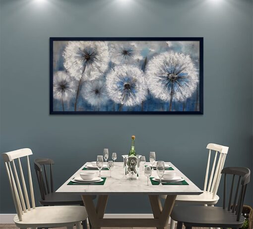 Dandelion Wall Art Blue Large Picture for Living Room Canvas Art Wall Decor Above Bed Wall Decor White Flower Artwork for Walls Wall Paintings Modern Art Aall Decor Framed Wall Art for Bedroom 29×58IN - Image 4