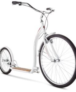 Schwinn Shuffle Adult Scooter, 26-Inch Front Wheel, 20-Inch Rear Wheel, Alloy Linear Pull Brakes, Steel Frame, White