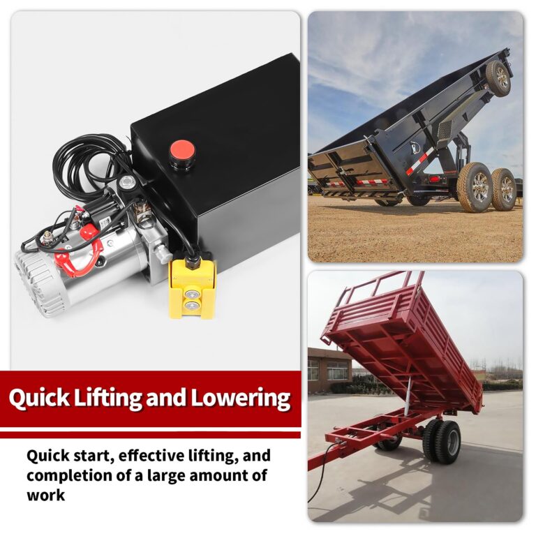 Nakkaa 12V DC Hydraulic Power Device 8 Quart/ 10 Quart/ 13 Quart Hydraulic Dump Trailer Pump for Lifting and Lowering Dump Trailer Trucks Single/Double Acting (13 Quart Single) - Image 5
