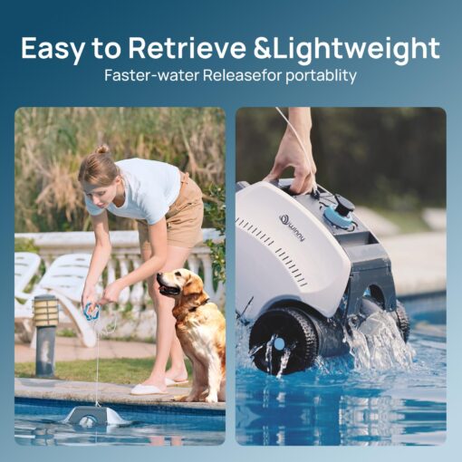 Cordless Robotic Pool Vacuum, Above Ground Pool Vacuum,Powerful Suction&130mins Running Time,6600mAh Battery, Ideal for Flat Above Pools Up to 1300 Sq.ft - Image 4