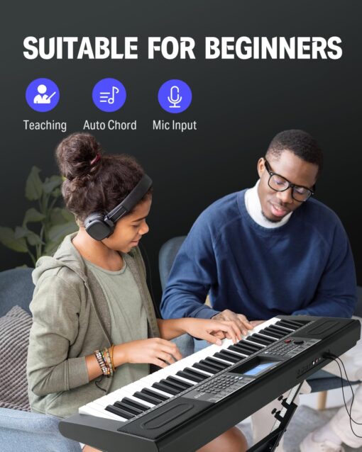 Donner 61 Key Keyboard Piano, Electric Piano Keyboard Kit with 249 Voices, 249 Rhythms - Includes Piano Stand, Stool, Microphone, Gift for Beginners, Black (DEK-610S) - Image 4