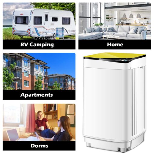 Waterjoy Portable Washing Machines, 7.7 lbs Load Capacity Portable Washer and Dryer Combo with Built-in Barrel Light & LED Display for Household and Apartment （Yellow） - Image 2