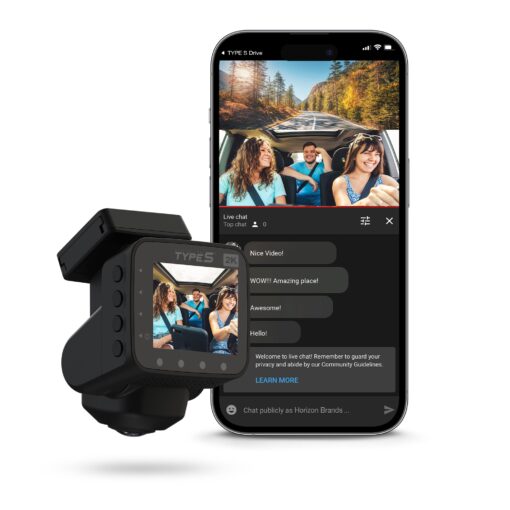 Type S P200 PRO Smart 360° Dash cam, 2K 1440p Surveillance with Smart G-Sensor Incident Detection, VR Video Mode, GPS map Integration, Wireless Video Access via App, 32GB SD Card Included