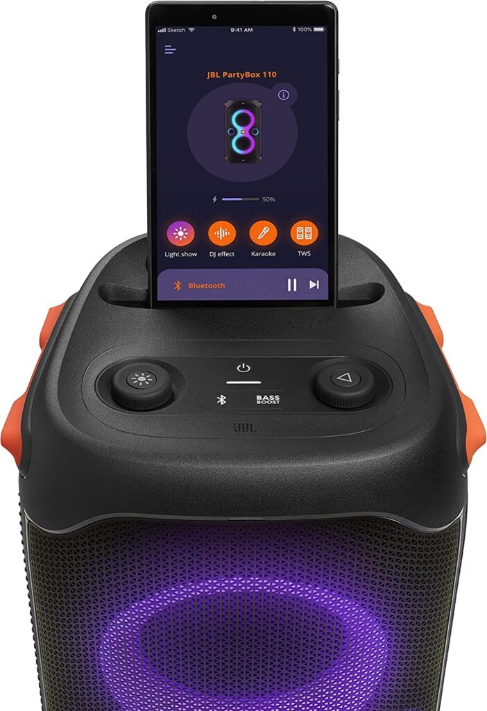 JBL PartyBox 110 - Portable Party Speaker with Built-in Lights, Powerful Sound and deep bass, Black - Image 7